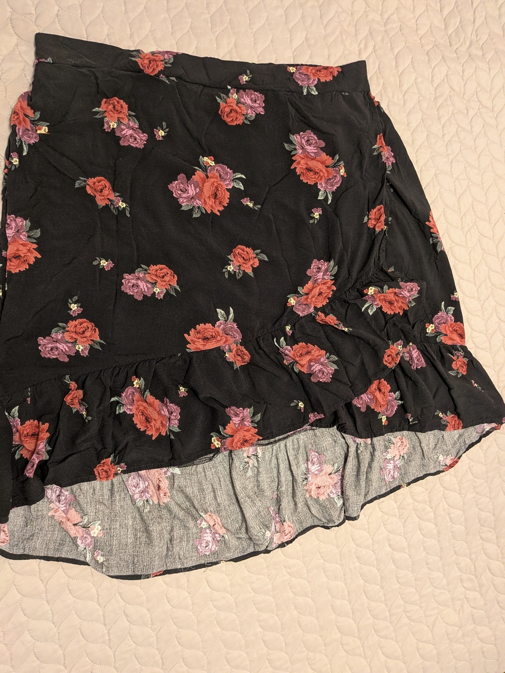 torrid Black Floral High-Low Ruffle Skirt